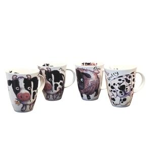 Roy Kirkham Animal Mugs Set of 4 Please Shut The Gate England Fine Bone China